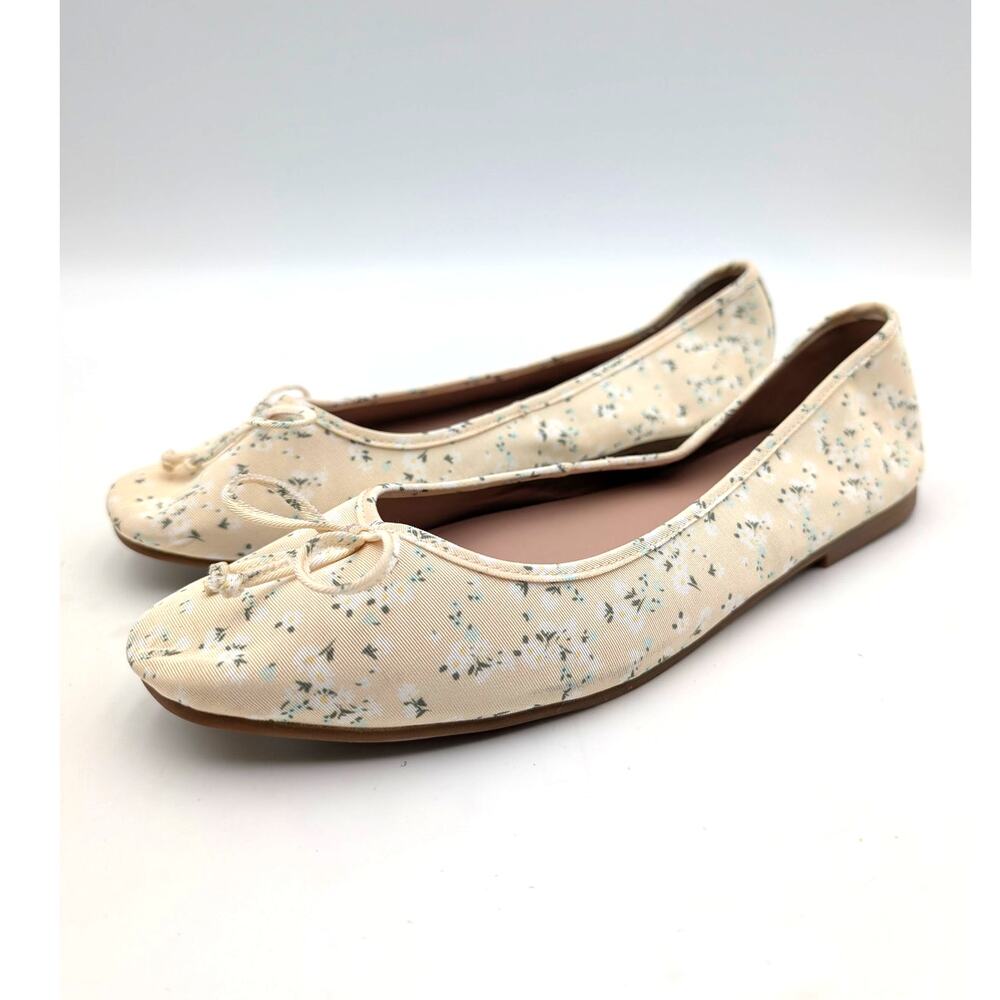 Cole Haan Yara Casual Slip On Ballet Flats Women's Cream Floral Size US9B EU39.5